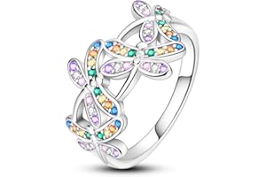 NARMO 925 Sterling Argent Femmes Bagues Lune Star Anneau Evil Eye Anneau Coloré Cubique Zircone Bague Stackable Vintage Anneaux de Déclaration pour les Femmes Taille 11.5-19.5