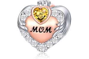 FOREVER QUEEN Kamień urodzinowy, zawieszka w kształcie serca, srebro wysokiej próby 925, zawieszka do bransoletki, najlepszy prezent urodzinowy dla mamy, z pudełkiem na biżuterię, Srebro szterlingowe,