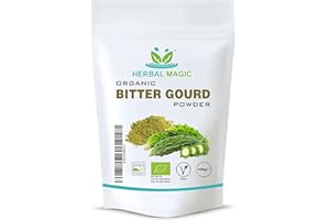 Herbal Magic's Organic Bitter Gourd Powder-Great Green Vegetable-Also Known as Karela, Bitter Melon,Balsam-pear. Free from Fillers & Preservatives- of&G UK Organic Certified- 100g (Pack of 1)