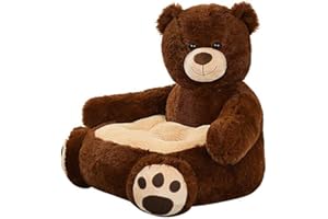 rongweiwang Modern And Cute Kids Sofa Seat Lovely Teddy Bear Plush Stuffed Chair Versatile Polyester Chair Plush Stuffed Seat, dark brown