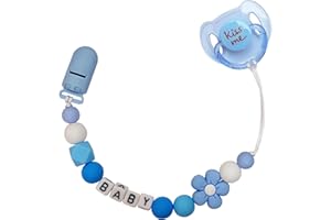 MYREBABY Reborn Baby Dolls Pacifier Clips Accessories,Pacifier Clip Chain with Magnetic Pacifier for Reborn Baby Dolls Feeding Toy Accessories for Kids Gift（Blue）