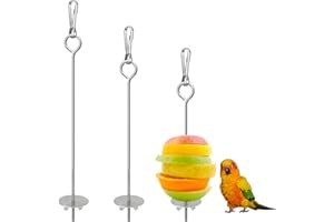 UOCAI 3 pièces brochette d'oiseau brochette de Perroquet mangeoire en Acier Inoxydable Mangeoires brochette de légumes de Poulet Porte-Fruits brochette de légumes d'oiseau Porte-Nourriture de Fruits