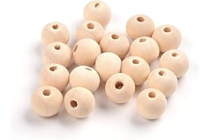 Perlin Holzperlen 6/8/10/12/14/16/18/20 mm Natur Farbe Farblos Holzkugeln zum auffädeln zum Bastelholz mit 2~4 mm loch Zwischenperlen (10mm 200 Stück)