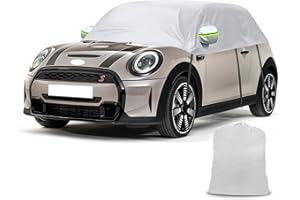 SOEKODU Half Car Cover Replace for Mini Cooper 3 Door 2000-2024, Custom-Fit Soft Top Roof Protector Car Cover, Half Garage with Straps UV Resistant Half Cover All Weather Outdoor Indoor