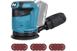 BUANKAD Brushless Orbital Sander Compatible with Makita 18V Battery, Cordless Random Orbital Sander with 12Pcs Sandpapers, 360°Rotating Sanding, for Sanding, Polishing Metal/Wood (Tool only,no Battery)
