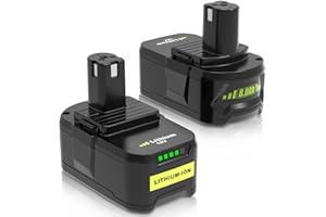 BOETPCR 2 pièces 8000mAh 8.0Ah P108 Remplacement pour Ryobi Batterie 18V RB18L50 RB18L40 RB18L25 RB18L15 RB18L13 P107 P104 P102 P103 (2 pièce Noir)