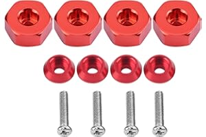 DILWE Adaptateur moyeu de Voiture RC, 4Pcs 6mm à 12mm Adaptateur de moyeu de Roue en Alliage d’Aluminium Accessoires pour WPL 1634 RC Camion RC(Red)