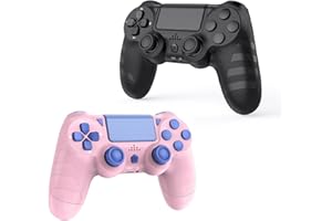 DYONDER 2 controller wireless PS4 per PS4/Pro/Slim e PC, batteria da 1000 mAh, sensore di movimento a 6 assi, jack audio (nero e rosa)