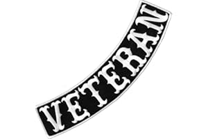 VEGASBEE Veteran Iron-On Embroidered Patch Biker Jacket Rider Vest Rocker Size 12" XL USA (Black-White Bottom)