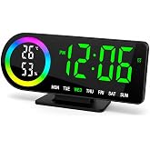 Akıllı Dijital Neon LED li Başucu Saati - Masa Saati - Neon Renkli, Modern ve Fonksiyonel! (Alarm - Erteleme -Nem G&ouml;stergesi)