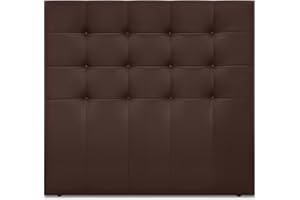 DHOME Cabecero, Cabezales de Cama Capitoné hasta el Suelo. Cabezal tapizado ACUALINE Tela y Polipiel. Cabeceros de Cama Matrimonio e Individual (Polipiel Chocolate, 160cm (Camas 150/160))