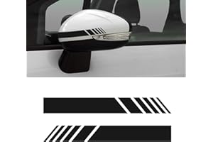 deemars 2pc Adesivi Retrovisori per Automobili, Decalcomio Riflettente Specchio Laterale, Per la Maggior Parte dei Veicoli, una Striscia di Avvertimento Universale Anticollisione (Nero)