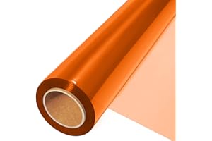 JOYIT Rouleau de cellophane orange (30,5 m de long x 44,5 cm de large) – Papier d'emballage en cellophane transparent de 2,5 mm d'épaisseur, orange pour décoration de panier à fleurs