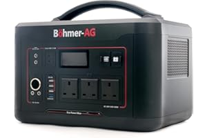Böhmer-AG EcoPower Max Portable Power Station 2000W Surge Power 400000mAh/1280Wh LiFePO4 Battery Pure Sine Wave Solar Generator 220-240V Jump Start, Fast & USB PD 60W Charge, Home & Outdoor