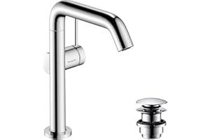 hansgrohe Tecturis S Fine - Waschtischarmatur schwenkbar mit Push-Open Ablauf, energiesparend (CoolStart), Wasserhahn Bad mit Auslauf Höhe 210mm, Mischbatterie wassersparend (EcoSmart+), Chrom