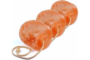 SALNATURAL REINES BERGKRISTALLSALZ & MEHR SalNatural 3X Salzleckstein je 2 Kilo mit Kordel, bekannt als Himalaya Salz aus der Salt Range Pakistan. Bergkristall salzleckstein Pferd, Salzleckstein wild, für Rinder, Ziegen, Schafe, usw