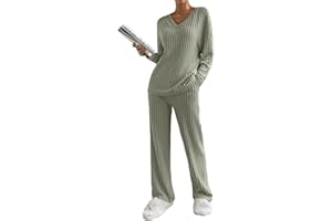 SotRong Ribbed Lounge Wear Co Ord Sets for Women - Uk 2 Pieces Tracksuit Full Set Ladies Pjs Loungewear Sleepwear Homewear