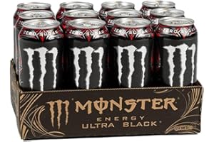‎MONSTER Monster Energy Ultra Black® Kohlensäurehaltiger Energy Drink | L-Carnitin + Zero Sugar + Taurin, 500.1 ml/500 ml, 12er Pack
