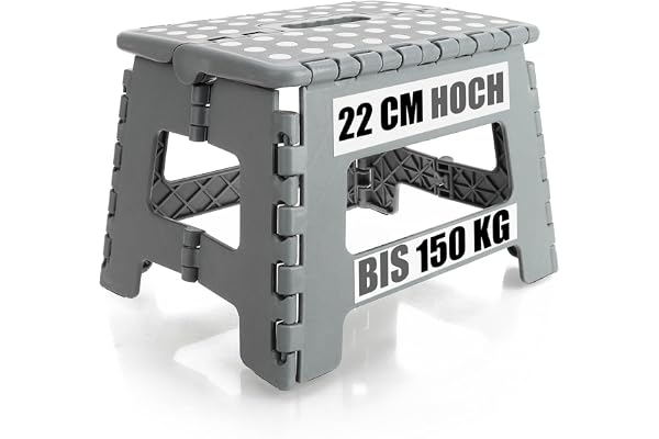 COM-FOUR® fällsteg med gummidubbar, hopfällbar trapppall | bärbar klätterhjälp - halkfri hopfällbar pall - lastkapacitet upp till 150 kg