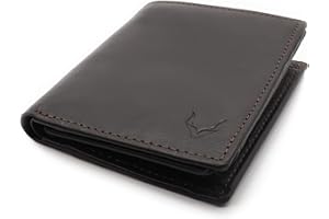 PELLE TORO Handmade Portrait Men's Wallet, Compact RFID Blocking Napa Leather Wallet with 2 Note Compartments, Coin Pocket, 13 Slots and ID Window, in Wooden Mens Gift Box