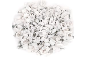 CTFOREST 500 Piezas Abrazadera Cable Redonda, Clip Clavo Con Clip Cable, Clip de Plástico Redondo, Adecuado para Conectar Cables o Ramas de Plantas(Blanco)