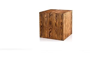 DECORATIVO Holzblock Massiv 40x40x40cm Nuss - Holzständer Deko – Holz Blumenständer - Baumstamm Deko zum Haus – Holz Deko - Blumensäule Holz – Deko Holzklotz Massiv