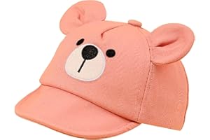 RECIÉNACIDOS Gorra de Béisbol para Bebé 3-12 Meses - Ajustable, Protección Solar UV, Diseño con Orejitas y Bordado de Oso - Ideal para Niños y Niñas en Primavera y Verano