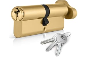 XFORT Serratura a Cilindro per Porta Europea con 3 Chiavi, Serratura Antiurto, Antifurto con Chiave, Alta Sicurezza per Porte in Legno, PVC e Composito, Ottone, Cilindro a Pomolo 45T/50 (95mm)