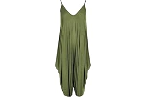 RIDDLED WITH STYLE Ladies Summer All In One Wear Italian Drape Relaxed Fit Baggy Playsuit Women’s Sleeveless Cami Strappy Neck Jumpsuit Italian Lagenlook Style Playsuit Jumpsuit UK 8-26