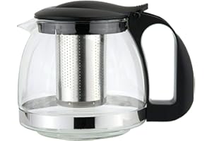 GLOW WHOLESALE Tetera de infusión de vidrio brillante – Elegante y moderna tetera de cristal resistente al calor con infusor de acero inoxidable y mango de tacto frío – perfecta para infusiones de frutas hierbas