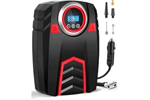CIBITA Compressore Aria Portatile Auto - Gonfiatore Pneumatici 12V con 4 Adattatori, LED e Display Digitale (160 PSI/30L/min) per Auto/Camion/Moto/Bici/Palloni