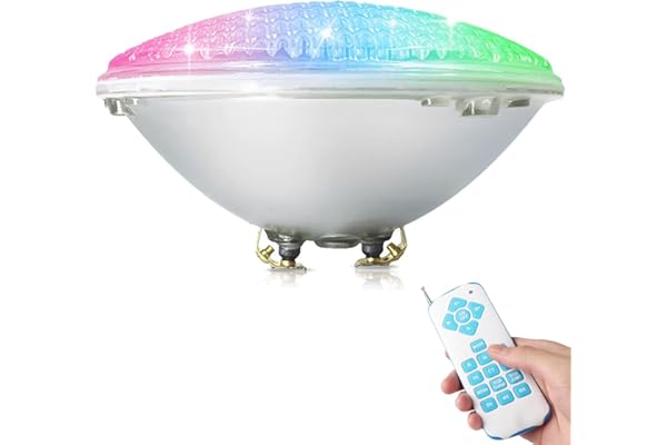 COOLWEST RGBW PAR56 Lampe de Piscine Lumière LED 18W 12V DC/AC, contrôle par télécommande, Etanche IP68 Éclairage sous-marin