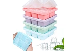 ADBUPKDA Eiswürfelschale mit Deckel, 4 Packungen 24 Würfel, Silikon Große Eiswürfelformen, flexibel stapelbar und leicht lösbar für Souper, Gefrierschrank, Cocktail