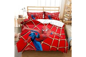 Umbrean Kinder Superheld Spider Bettbezug 135x200cm-1 Stück, Spider Kissenbezug 80x80cm -1 Stück
