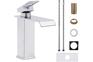 VirtuGro Rubinetto Bagno Lavabo Miscelatore Lavabo Bagno Caldo e Freddo Regolabile in Acciaio Inox Cromato Rubinetti con Cartuccia in Ceramica Risparmio Energetico Argenteo
