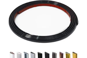 JSIWOTH Peel and Stick Trim Molding, 3 M D-Shape Baseboard Trim Flexible for Walls, Edges & Borders, Window & Door Frames, Backsplash, Black Waterproof and Self Adhesive Trim