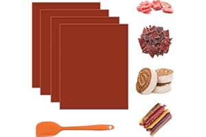 Yiomxhi 4 Pièces Feuilles de Déshydrateur en Silicone avec Bord, Doublure de Plateau de Déshydrateur Alimentaire Antiadhésive