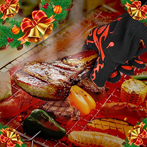 Topbest Hohe Qualität Grillhandschuhe(2er Set) mit Kostenlosen Bear Paws-EN407 Beglaubigte Extrem Hitzebeständige Backhandschuh, Küchenhandschuhe,Ofenhandschuhe – Eine Größe passt fast allen - 5