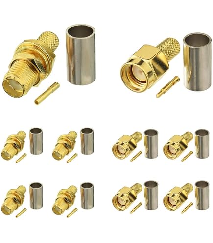 TNC Buchse RG58 LMR195 Crimp-Stecker Vernickelt (2er-Pack) – Koaxialkabelstecker Für Antennen, Router & Funk