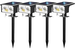 ‎BTFARM btfarm 4 Stück Solarlampen für Außen mit Bewegungsmelder, 3 Modi Solarstrahler für Außen Garten IP65 Wasserdicht Led Solar Strahler, 6500K Solarleuchten Aussen für Eingang Terrasse Treppe, Kaltweiß