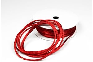 CREATIVERY Kumihimo Rouleau de cordon tressé en satin de 10 m x 2 mm (rouge)