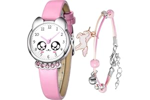 KDM Wodoodporny analogowy zegarek dla dzieci, dziewcząt, chłopców, skórzany pasek