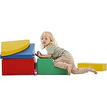 KiddyMoon Area Gioco Schiuma Per Bambini - Percorso Ostacoli Con Cuneo, Grigio Chiaro