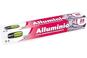 GIO'STYLE Rotolo in alluminio alimentare | 25 m | Resistente al calore e al gelo | Made in Italy