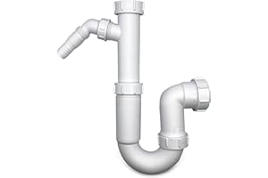 CranPlas | 40MM P Trap with Spiggot | Kitchen Waste Pipe with Spiggot to Connect Additional Appliances | Universal Fit for UK Pipes | Easy Install | Durable, Leak-Proof Sink U Bend