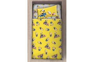 Novia - Completo Letto Singolo - Minions - 100% Cotone, Disney, stampa colorata, facile da lavare, confortevole e piacevole sulla pelle