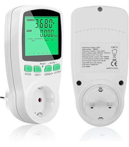 Ammeter For Balcony Power Plant, Mini PV System, Mini Solar System, Electricity Meter For Socket With 11 Monitoring Modes, 3680 W, Energy Cost Meter