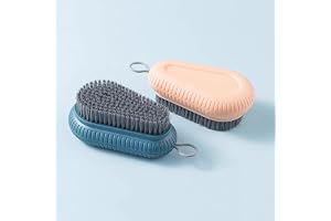 Wolpin Clothes Cleaning Brush ABS 1Pc Multipurpose Bathroom Sink Shoe Brush Durable Grip Handle Cleaner for Home Laundry Blue Pink Colour Assorted Scrub Brush
