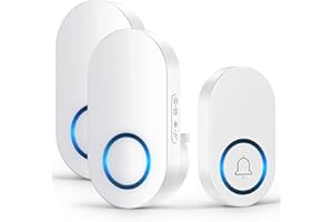 Vexloria Wireless Doorbell with 2 Receivers, 150M Long Range Door Bells Battery Operated, Door Chime kit with 60 Melodies, 4 Volume Levels, LED Flash-White