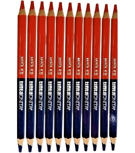 PATIKIL Matite Esografiche Rosse E Blu | Confezione 12 Matite HB Doppia Punta | Legno Naturale